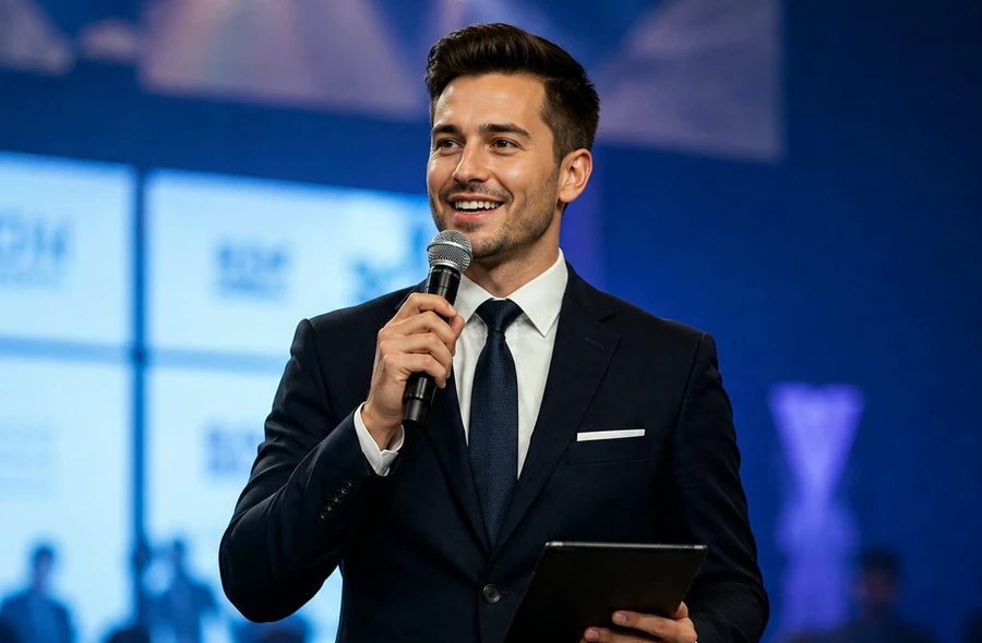 Professional master of ceremonies speaking at an event