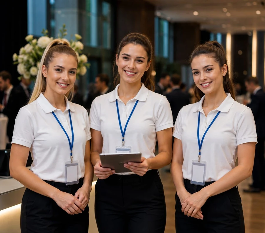 Event volunteers in coordinated uniforms